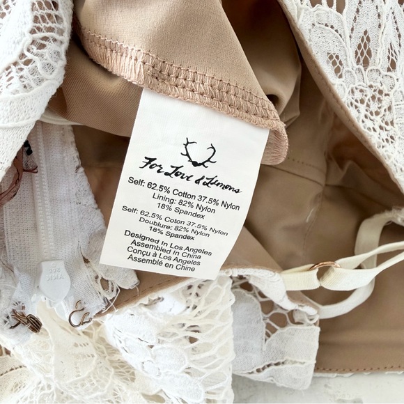 For Love and Lemons Gianna Midi Dress in White/Nude Lace Size M - Picture 7 of 10